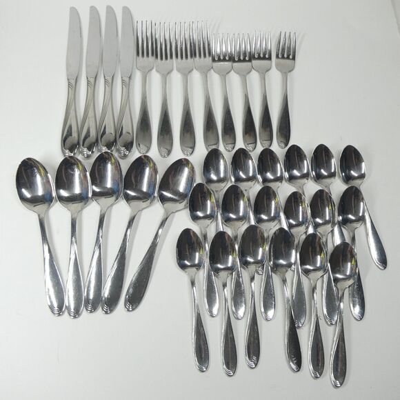 Oneida Flight Reliance Flatware Lot 35pc Stainless Teaspoons Forks - Picture 1 of 10